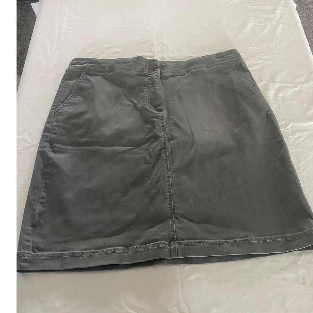 Talbots Womens Olive Gray Cotton Twill Straight Skirt Casual Utility Size 14